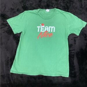 Team Nice Green T-Shirt with Red Graphic